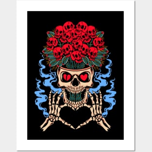 Skull flower Posters and Art